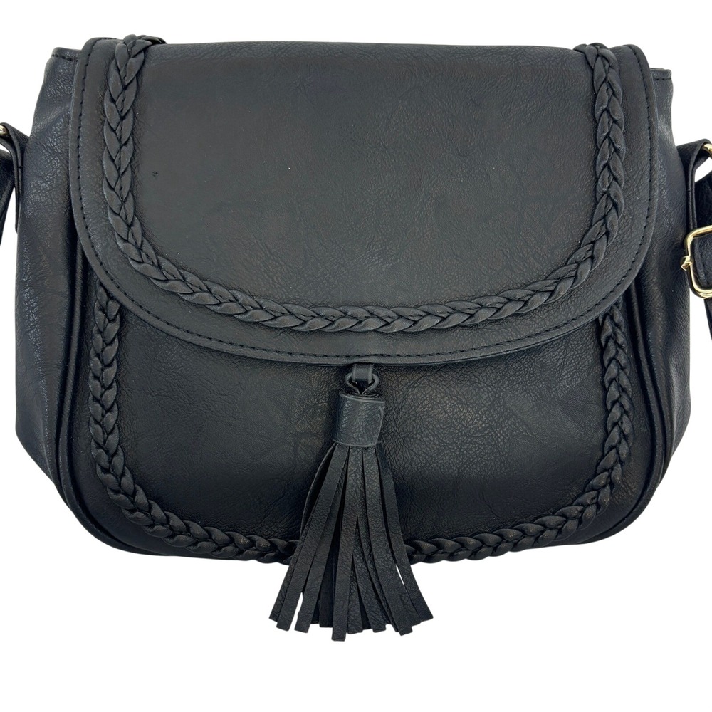 Vegan Leather Crossbody Bag‎ Boho Braided Tassel Purse Festival Western Hippie